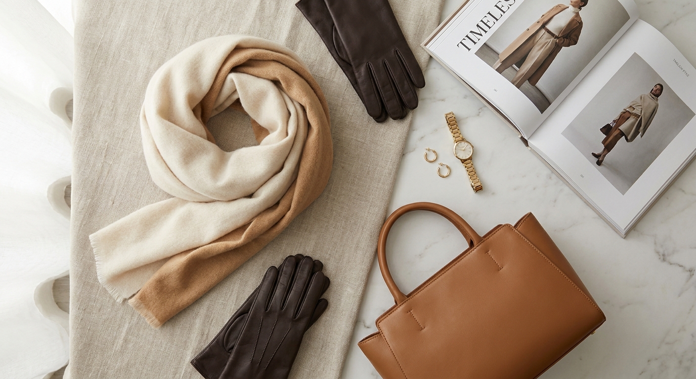Winter accessories flat lay